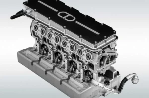 A Camcon és a Jaguar kísérleti benzinmotorjának hengerfején jól látszanak a hengerenként két-két (egyik a szívó, másik a kipufogó) rövid, és a főtengely forgásirányára merőleges, villanymotoros hajtású vezérműtengely végei